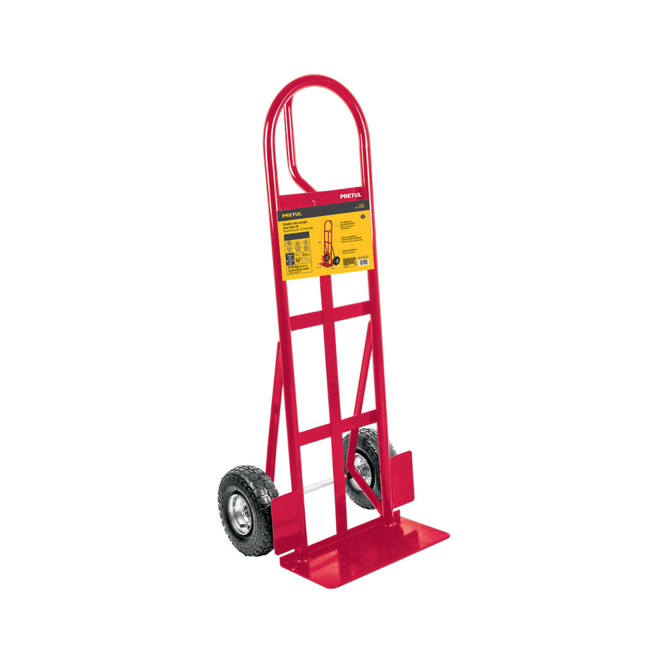 Diablo de carga de 370 kg, ruedas neumáticas, asa 'D'