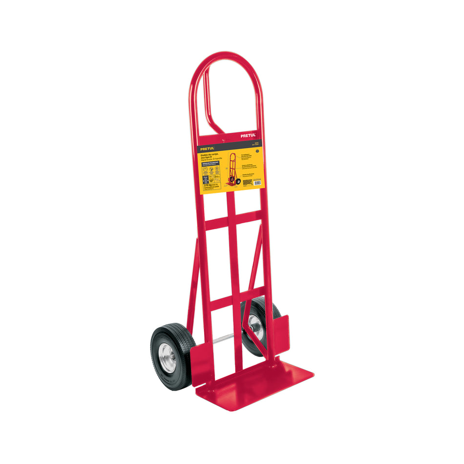 Diablo de carga de 370 kg, ruedas imponchables PU, asa 'D'