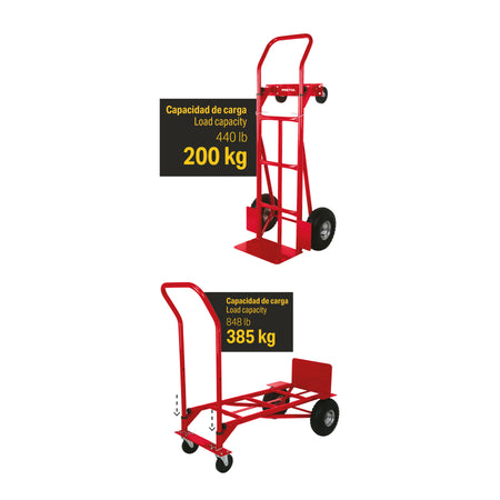 Diablo de carga convertible 2 en 1 385kg ruedas neumaticas