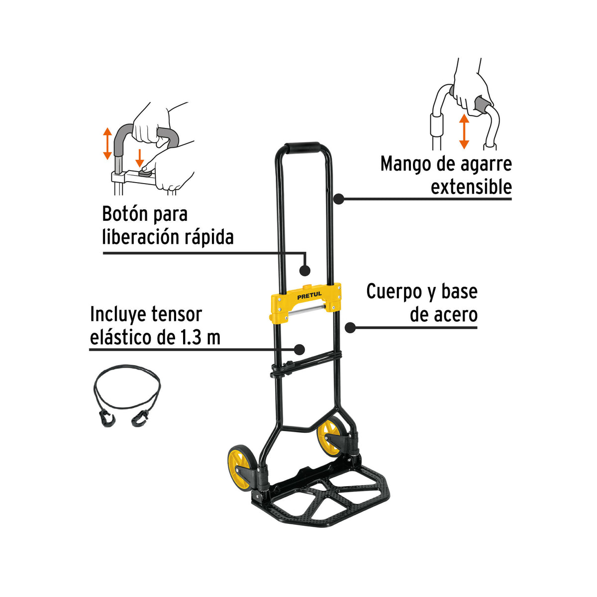 Diablo de carga plegable acero 60 kg Pretul