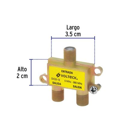 Divisor coaxial de 1 entrada y 2 salidas, Volteck