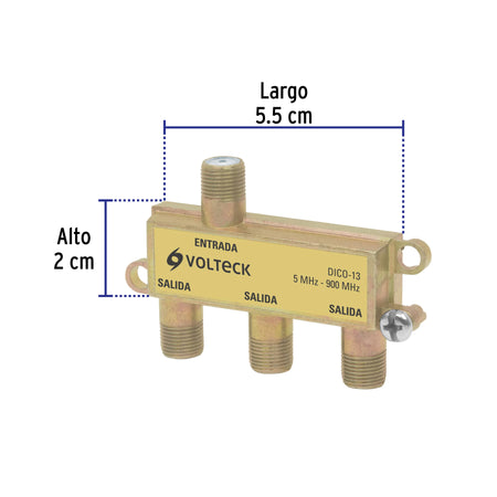 Divisor coaxial de 1 entrada y 3 salidas, Volteck