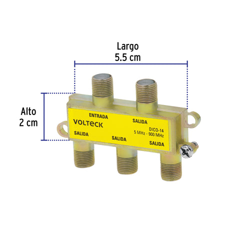 Divisor coaxial de 1 entrada y 4 salidas, Volteck
