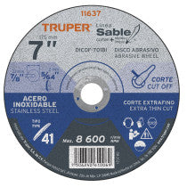 Disco Tipo 41 de x corte fino acero inox Sable 1.8 mm