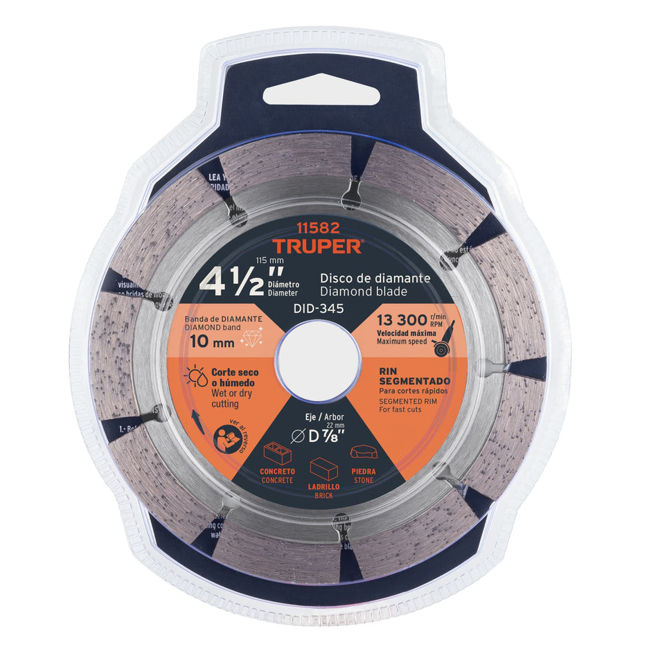 Disco de diamante de 4-1/2' x 2.1 mm, rin segmentado, TRUPER
