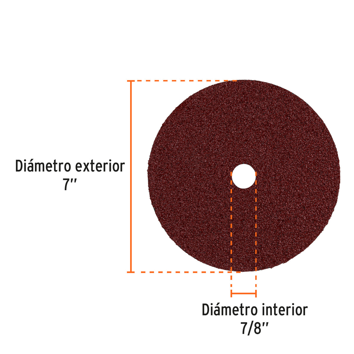 Disco de lija de 7" con respaldo de fibra grano 36 TRUPER