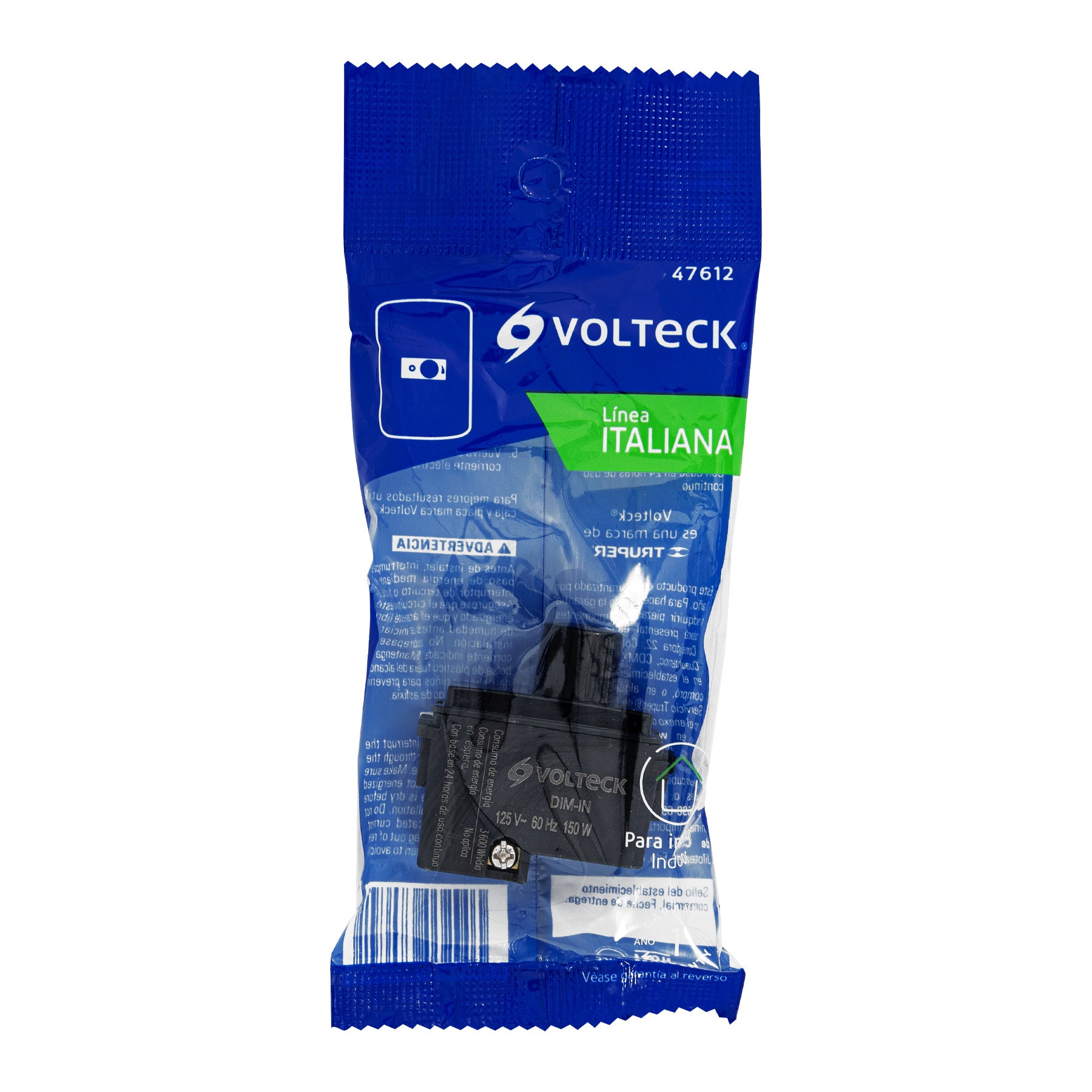Dimmer giratorio, línea Italiana, color negro, Volteck