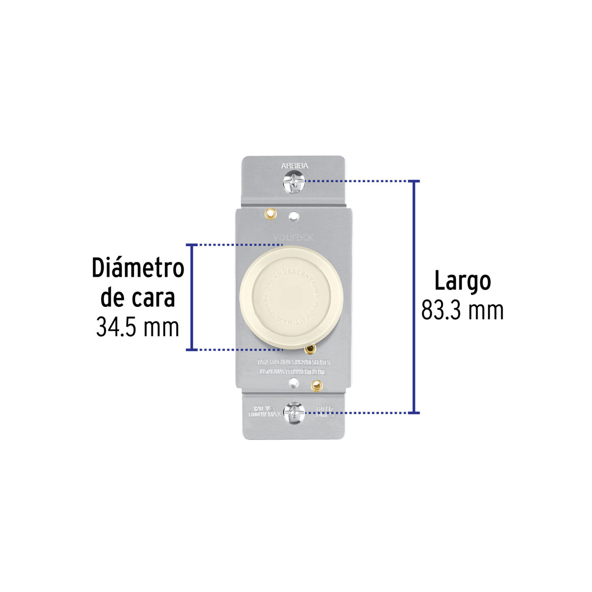 Atenuador de luz giratorio, Standard, marfil, Volteck