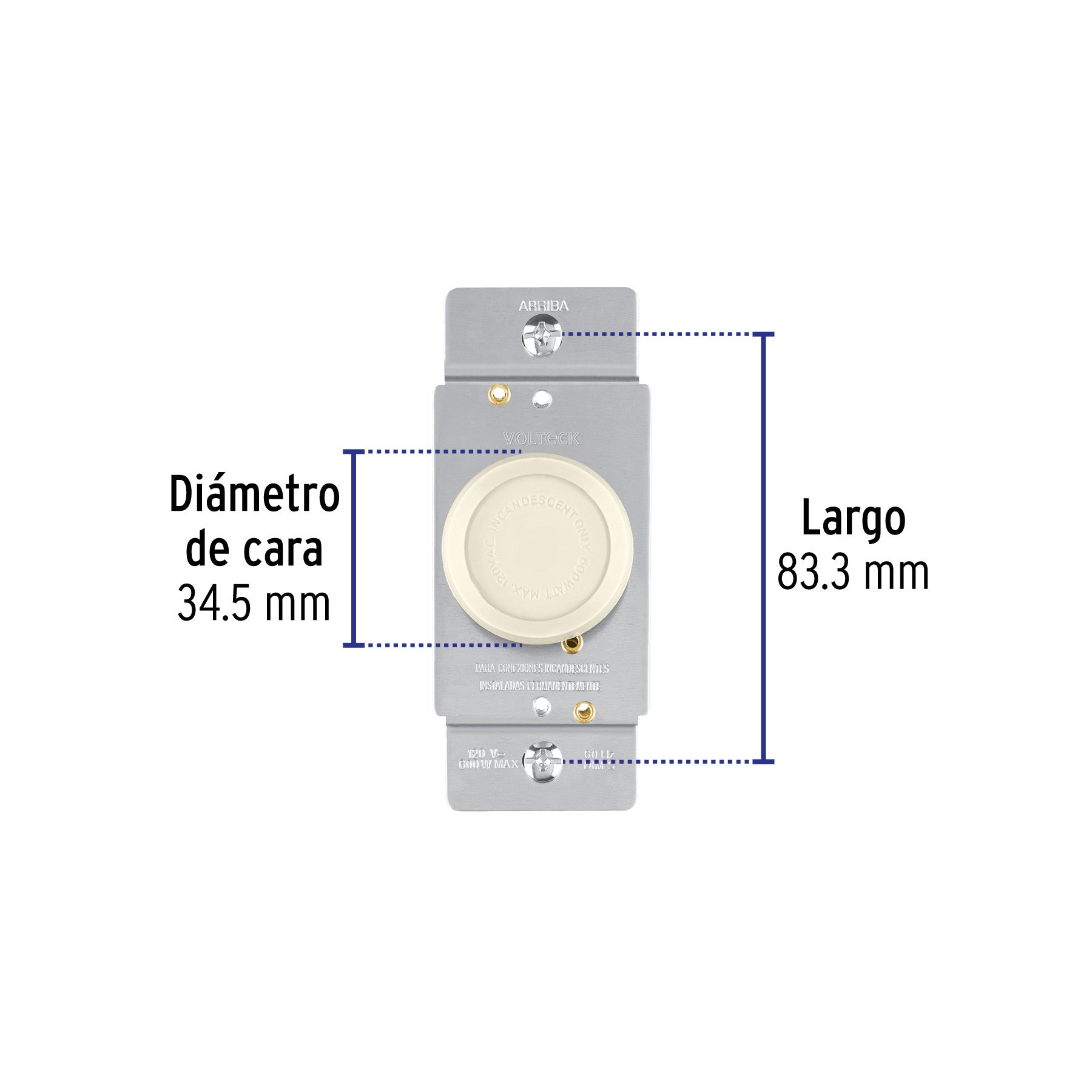 Atenuador de luz giratorio, Standard, marfil, Volteck