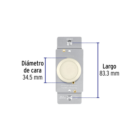 Atenuador de luz giratorio, Standard, marfil, Volteck