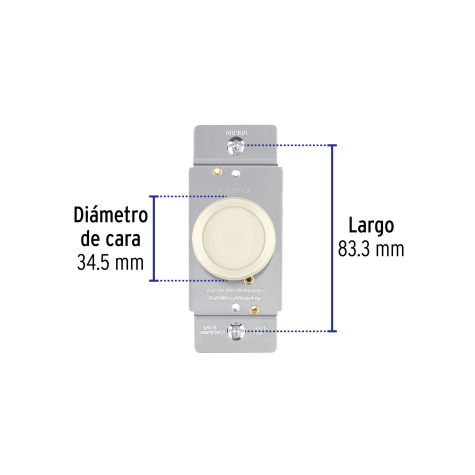 Atenuador de luz giratorio, Standard, marfil, Volteck