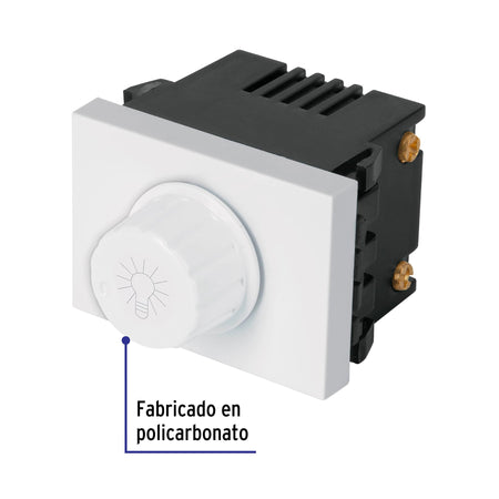 Dimmer giratorio, 1.5 módulos, línea Española, color blanco