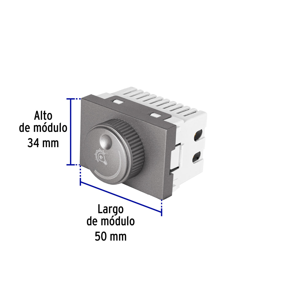 Dimmer giratorio acero inox de 1.5 modulos linea Lisboa