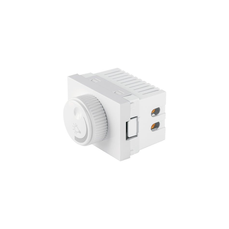 Dimmer giratorio blanco de 1.5 módulos, línea Lisboa