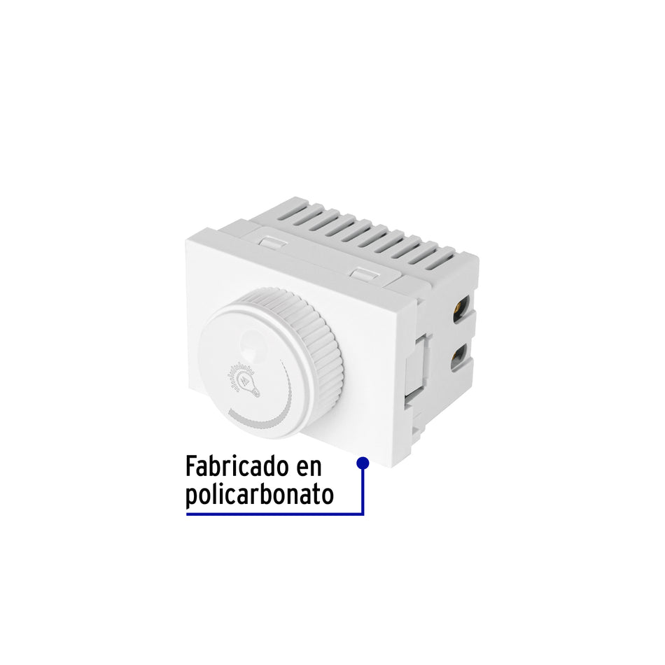 Dimmer giratorio blanco de 1.5 módulos, línea Lisboa