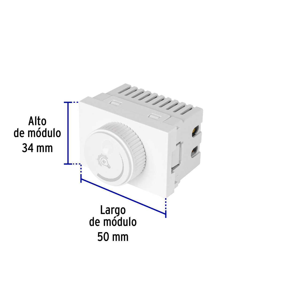 Dimmer giratorio blanco de 1.5 módulos, línea Lisboa