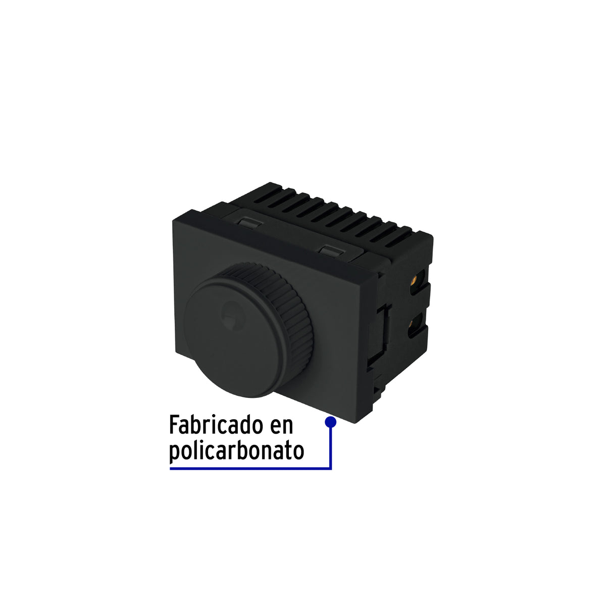 Dimmer giratorio negro de 1.5 módulos, línea Lisboa, Volteck