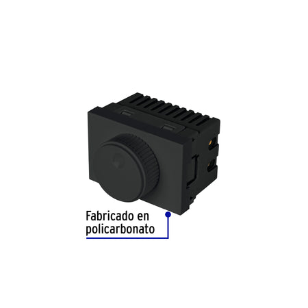 Dimmer giratorio negro de 1.5 módulos, línea Lisboa, Volteck