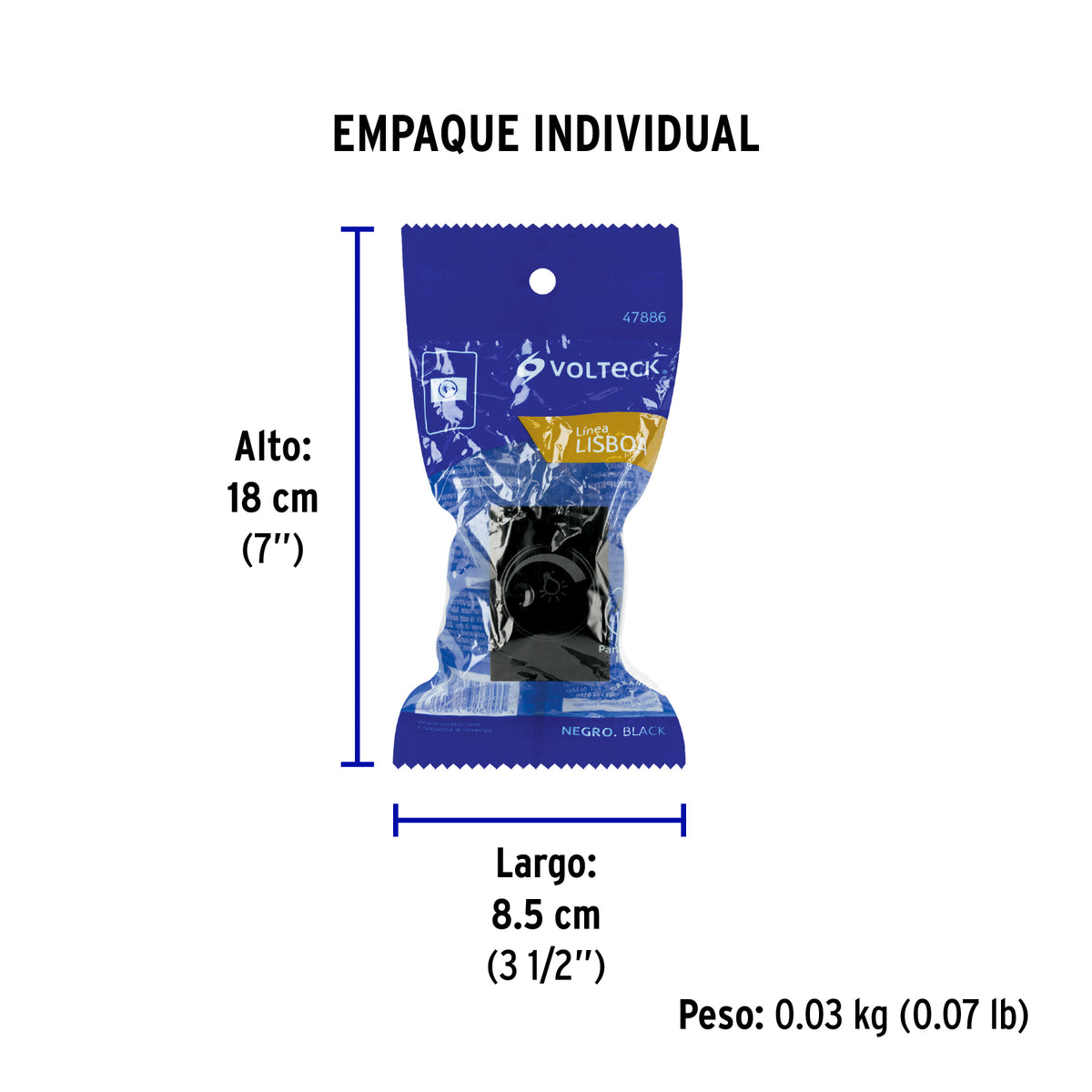 Dimmer giratorio negro de 1.5 módulos, línea Lisboa, Volteck