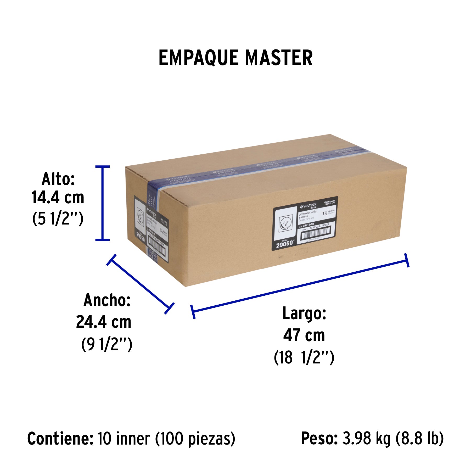Dimmer giratorio de 1.5 módulos, línea Toledo, BASIC