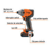 Destornillador de impacto 1/4" 20V 1 bateria 2Ah PRO