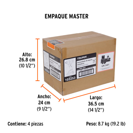 Destornillador de impacto 1/4" 20V 1 bateria 2Ah PRO