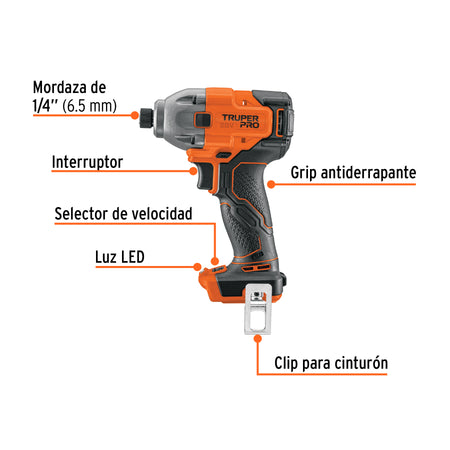 Destornillador de impacto 1/4" 20V sin accesorios PRO
