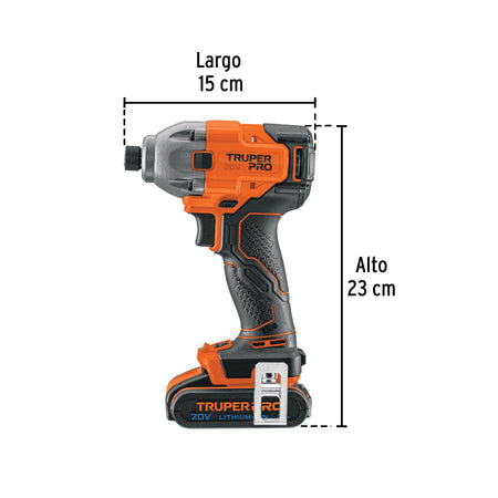 Destornillador de impacto 1/4', 20V, 1 batería 2Ah, PRO