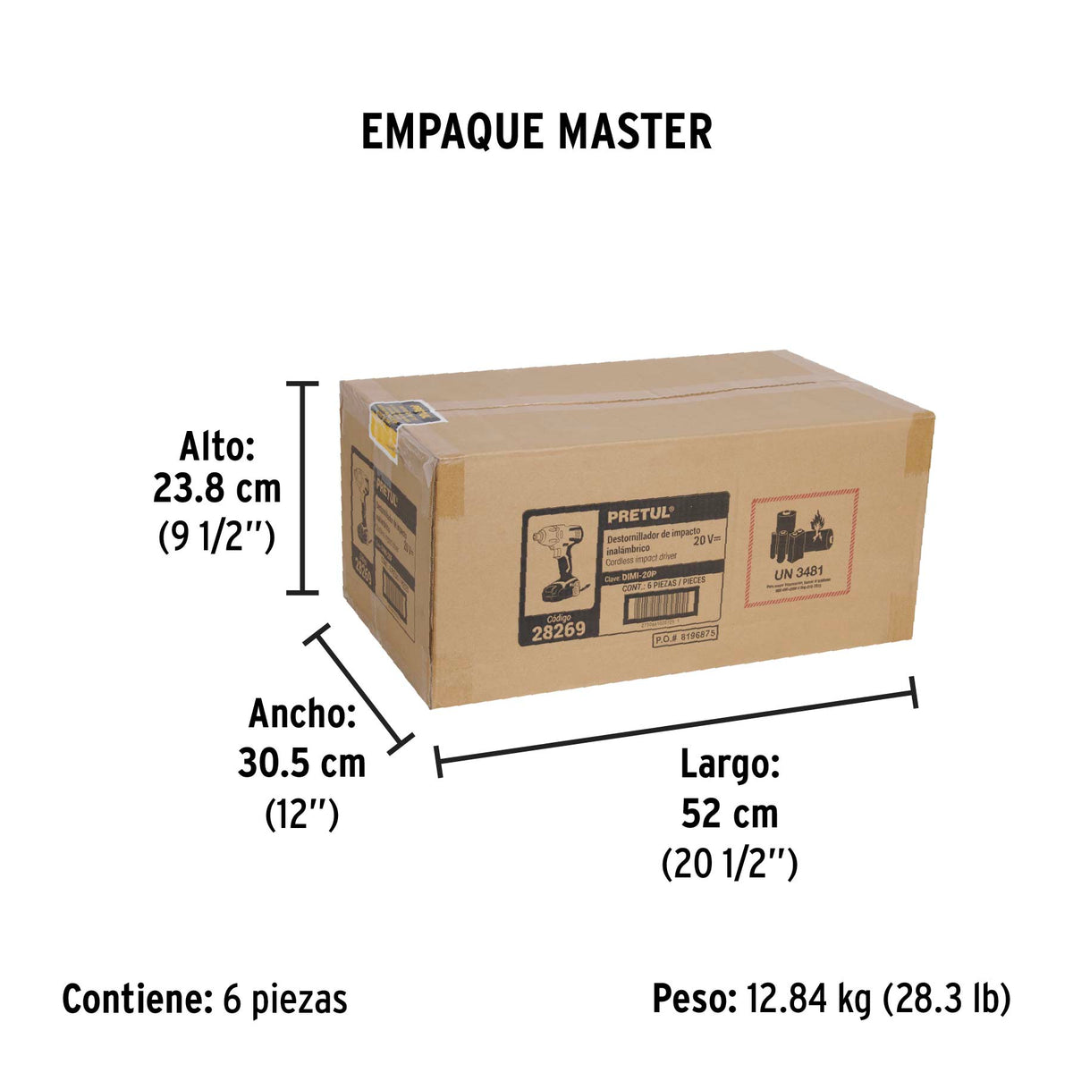 Destornillador de impacto 1/4" 20V 1 bateria 2Ah PRETUL