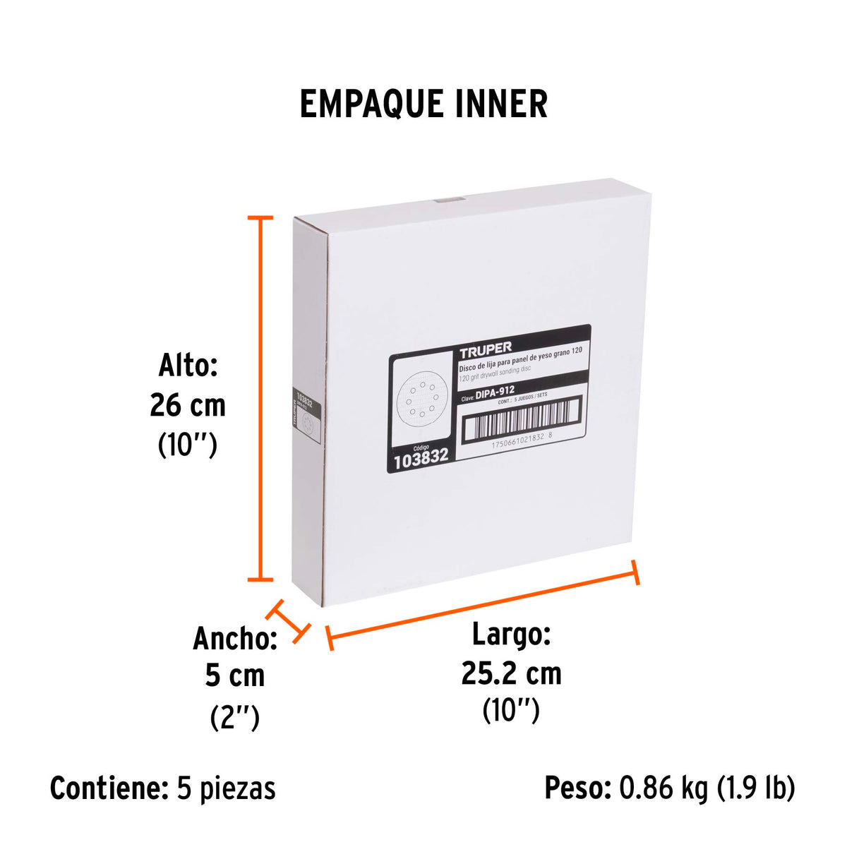 Paquete con 5 discos de lija 9" grano 120 para LIPA-9A