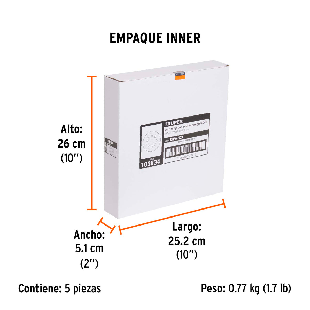 Paquete con 5 discos de lija 9" grano 240 para LIPA-9A