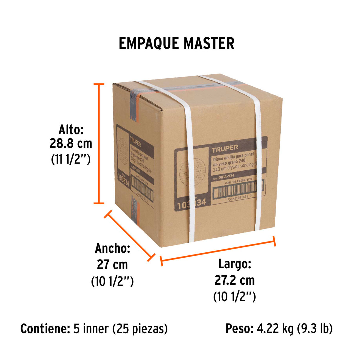Paquete con 5 discos de lija 9" grano 240 para LIPA-9A