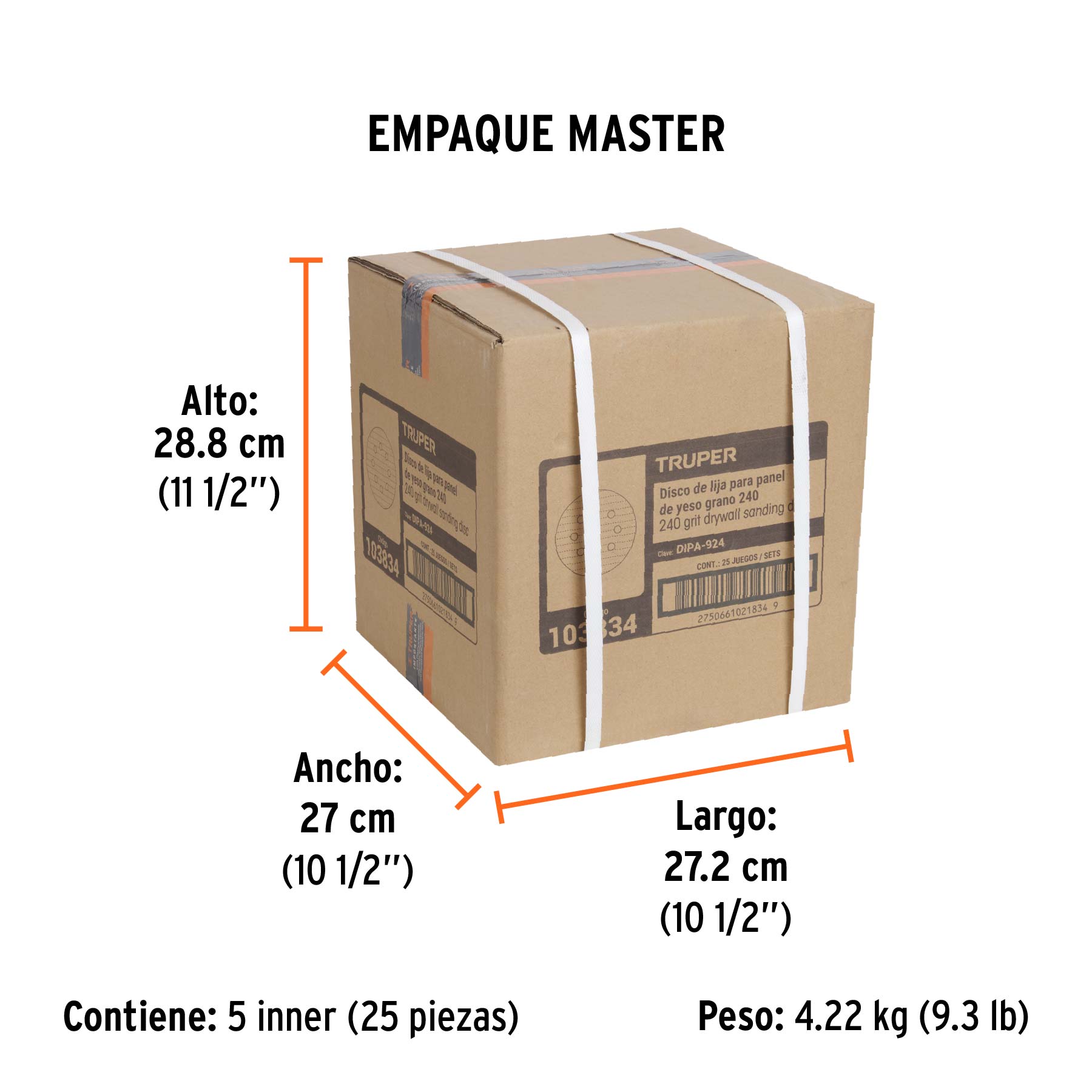 Paquete con 5 discos de lija 9" grano 240 para LIPA-9A