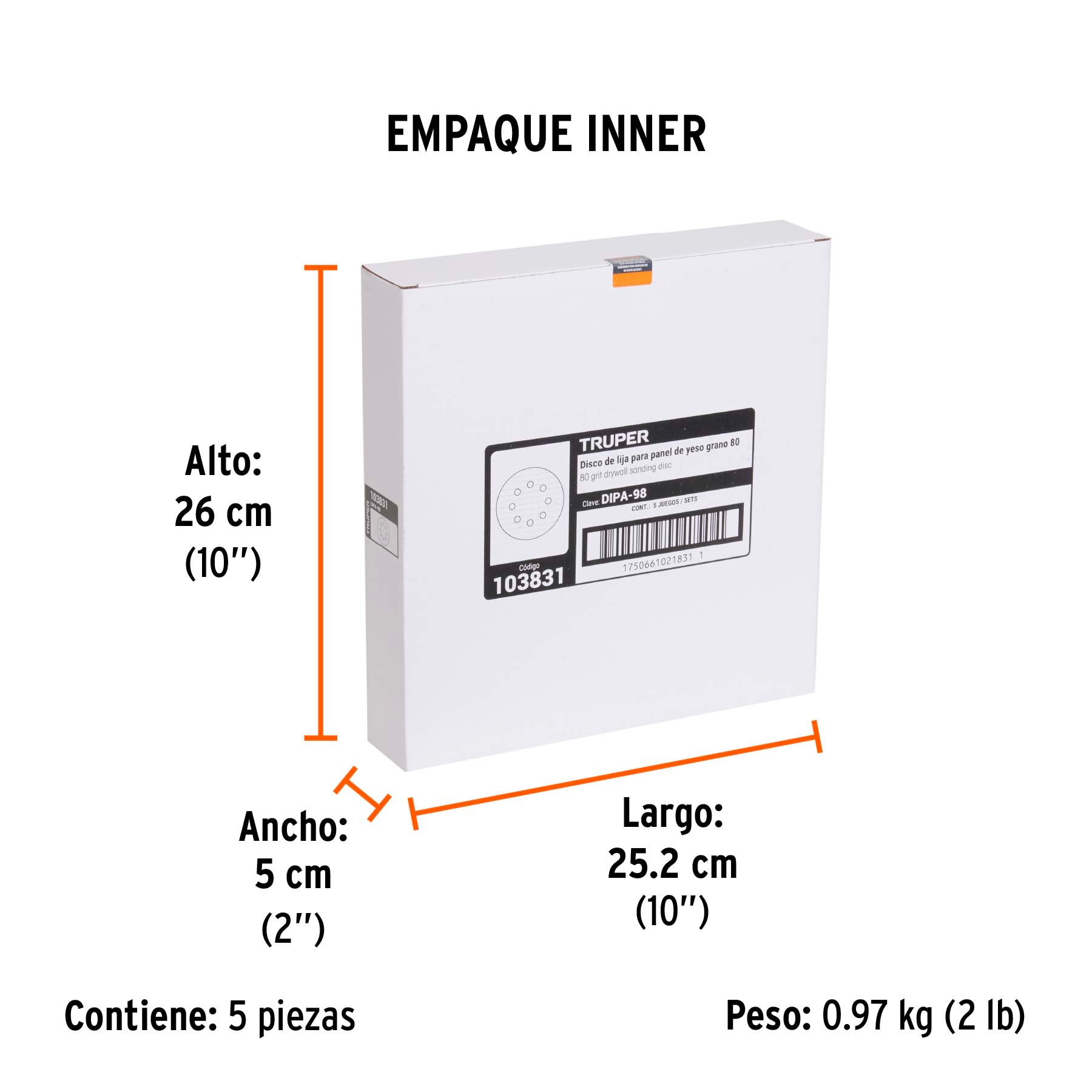 Paquete con 5 discos de lija 9" grano 80 para LIPA-9A