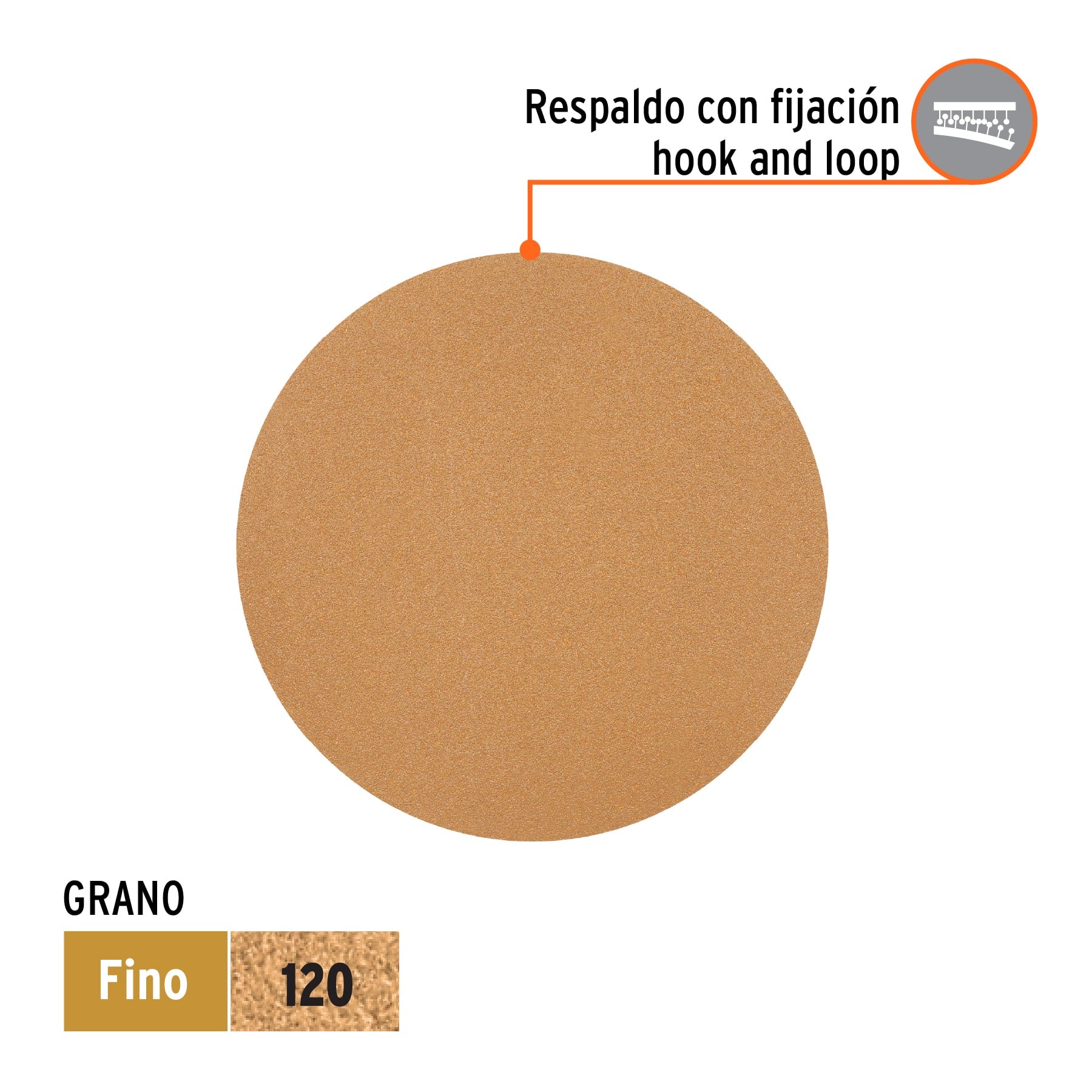 Paquete con 5 discos de lija 5" grano 120 ciegos TRUPER