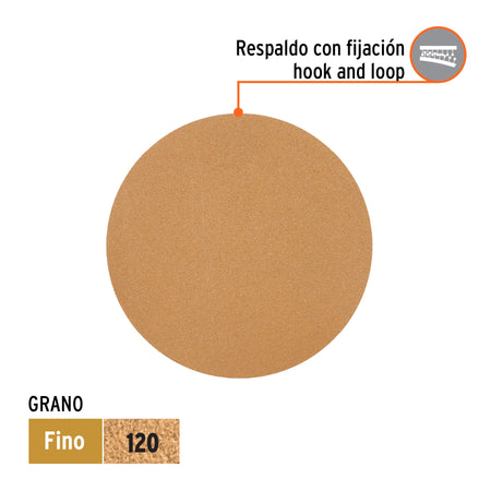 Paquete con 5 discos de lija 5" grano 120 ciegos TRUPER