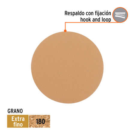 Paquete con 5 discos de lija 5" grano 180 ciegos TRUPER