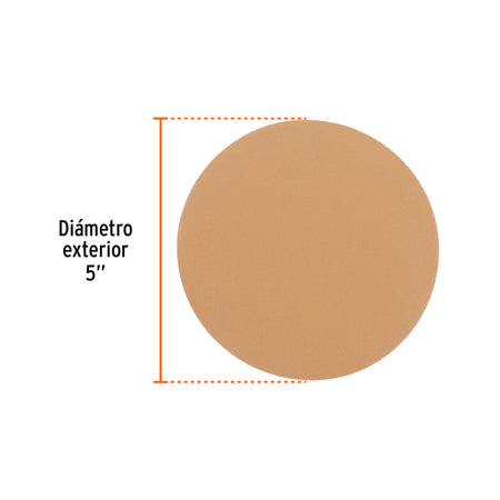 Paquete con 5 discos de lija 5" grano 180 ciegos TRUPER