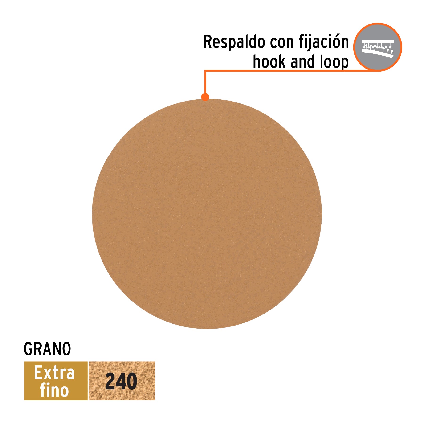 Paquete con 5 discos de lija 5" grano 240 ciegos TRUPER