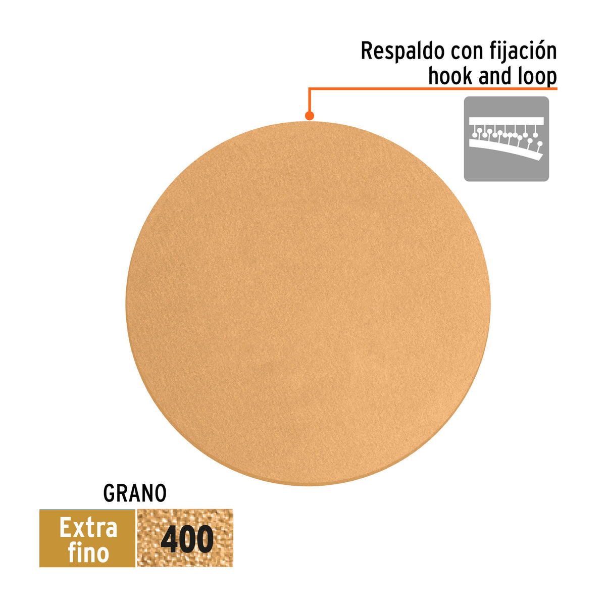 Paquete con 5 discos de lija 5" grano 400 ciegos TRUPER