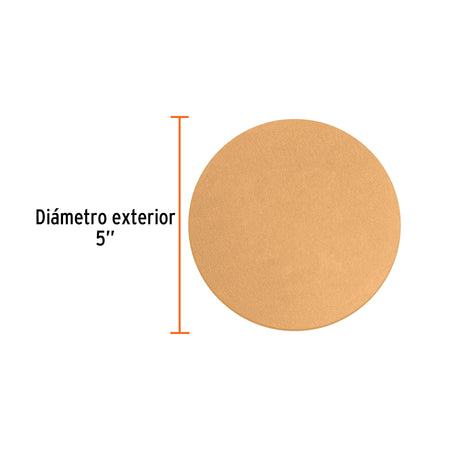 Paquete con 5 discos de lija 5" grano 400 ciegos TRUPER