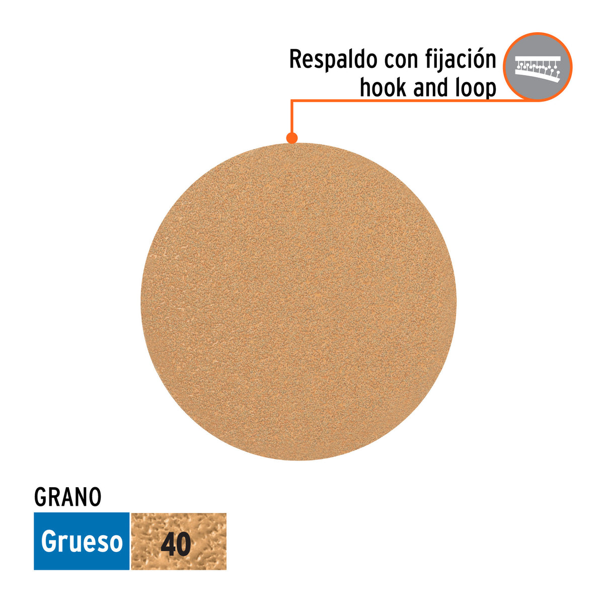 Paquete con 5 discos de lija 5" grano 40 ciegos TRUPER