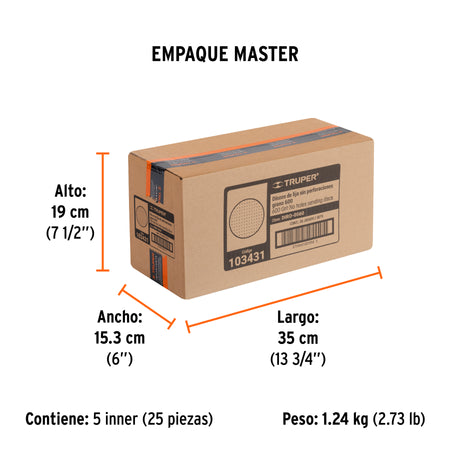 Paquete con 5 discos de lija 5" grano 600 ciegos TRUPER