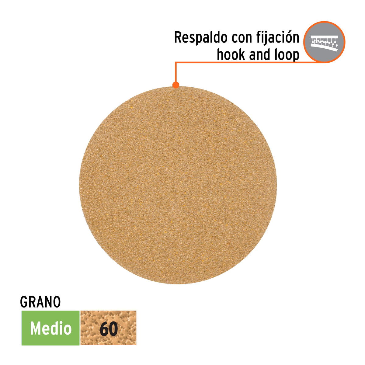Paquete con 5 discos de lija 5" grano 60 ciegos TRUPER