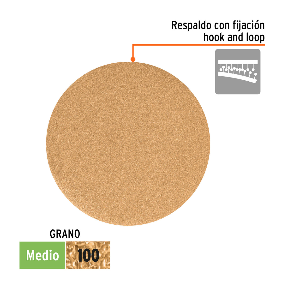 Paquete c/5 discos de lija 6" grano 100 ciegos