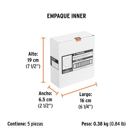 Paquete c/5 discos de lija 6" grano 120 ciegos