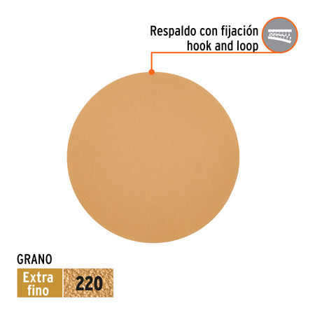 Paquete c/5 discos de lija 6" grano 220 ciegos