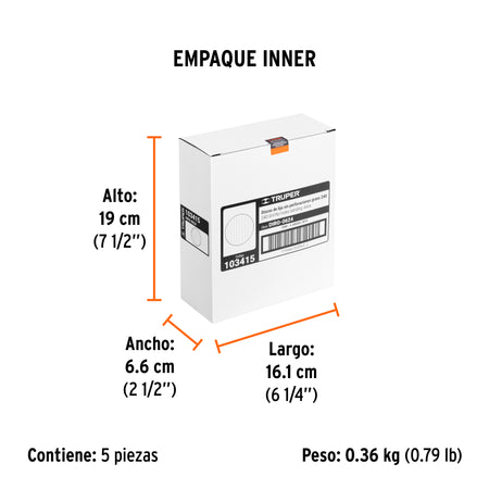 Paquete c/5 discos de lija 6" grano 240 ciegos