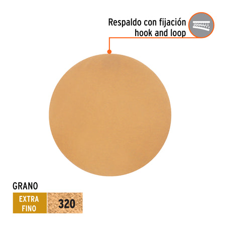 Paquete c/5 discos de lija 6" grano 320 ciegos