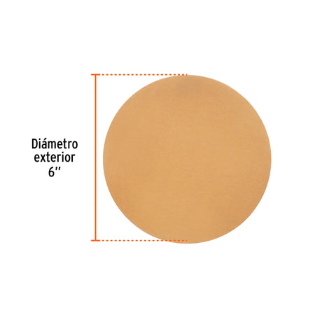 Paquete c/5 discos de lija 6" grano 320 ciegos